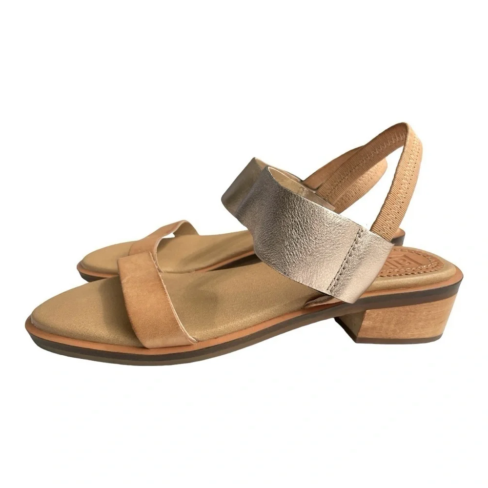 ANTHROPOLOGIE LATIGO slip on heeled strappy leather sandal 8.5M